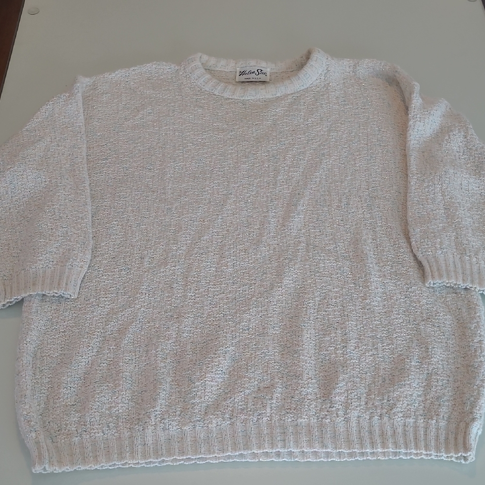 LIKE NEW VTG Helen Sue Rainbow Knit Acyrlic Mid Weight Screw Neck Sweater